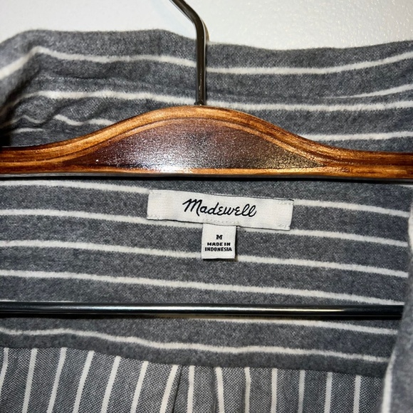 MADEWELL Grey White Stripe Flannel Westward Button Down - Picture 3 of 8